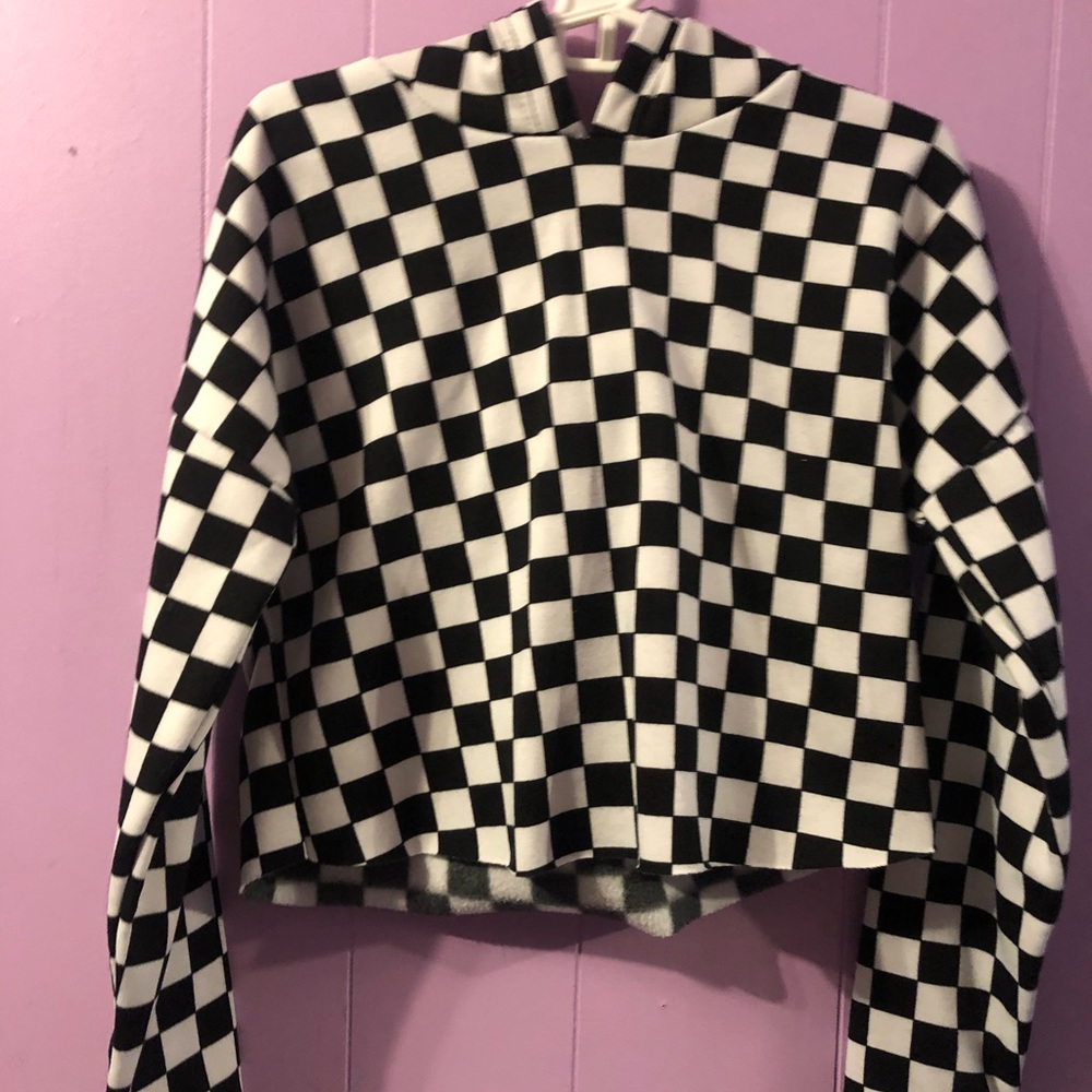 Checkered cropped hoodie